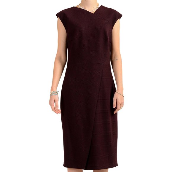 Hugo Boss Women's "Dechesta" Two-Tone Plaid Sleeveless Pencil Dress US 6 IT 42 - Picture 1 of 6